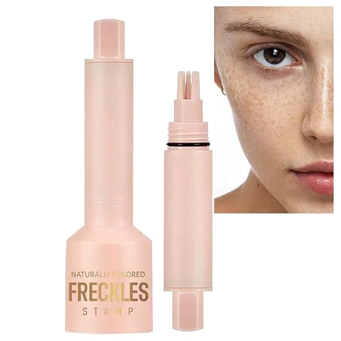 Freckle Stamp with 5 Point Precision Stamp Head, Natural Looking Faux Freckle Stamp Waterproof Fake Freckle Stamp Pen, High Pigment Long-Lasting Lifelike Sunkissed Pencil Tool Makeup (01# Light)