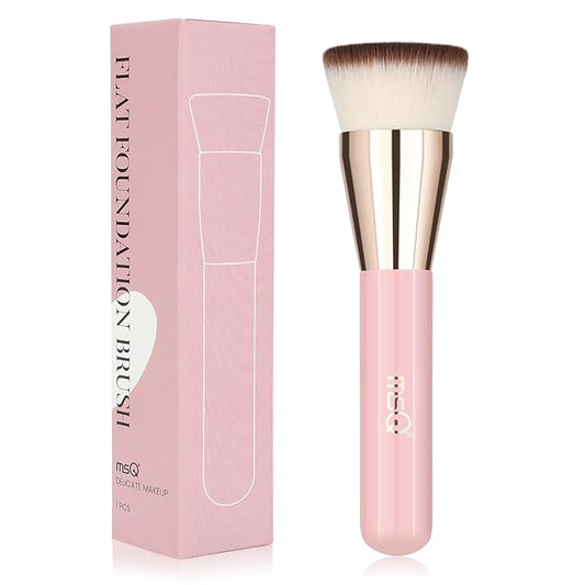 MSQ Foundation Brush for Liquid Makeup, Flat Top Kabuki Foundation Brush Premium Makeup Brushes for Liquid, Cream and Blending Powder Brush (Pink)