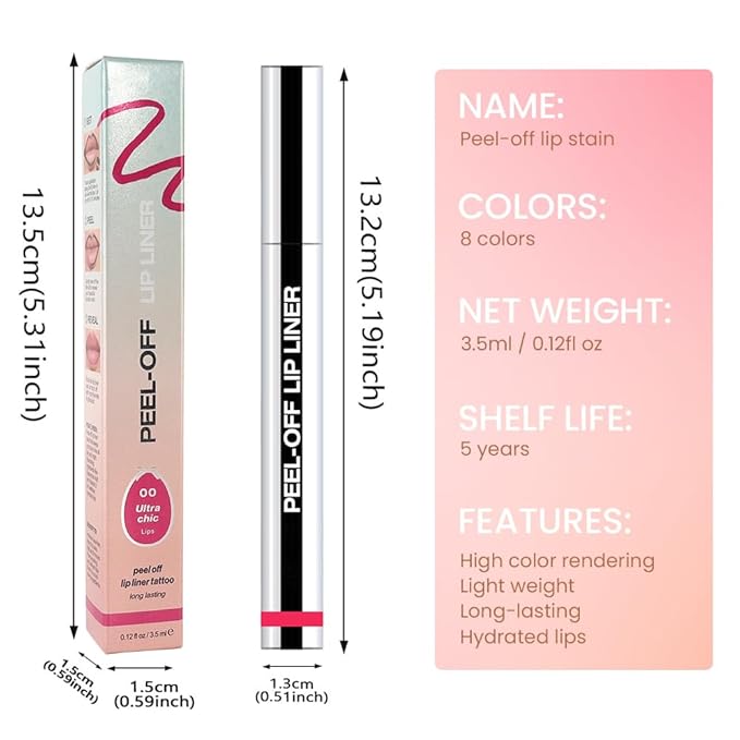 Matte Lip Gloss Stain-Peel Off Lip Liner Tattoo, Delicate Pink Peel-Off Lip Tint，Long Lasting Peel Off Lip Stain, Waterproof Transfer-proof Lip Mask Lip Liner Peel Off Lip Gloss,Stayn Lip Makeup.00#
