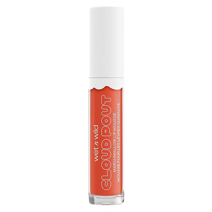 wet n wild Liquid Lipstick Cloud Pout Marshmallow, Orange-Red Sugar-Holic | Matte Lip Cream Mousse | Argan Oil | Vitamin E