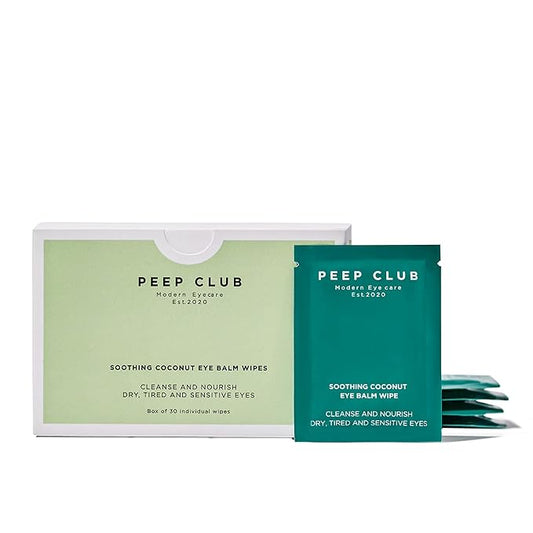 Peep Club All Natural Eye Makeup Remover Wipes – Perfect for Sensitive Eyes, Optometrist Formulated, Tea Tree Oil Free, Cleansing, Nourishing, Coconut Oil, Chamomile, Bilberry, 30 Pack