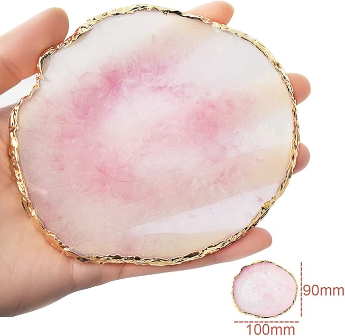 2 Pack Resin Nail Art Palette, Nail Painting Mixed Color Palette, Gilded Edge Nail Gel Color Makeup Display Board Pallet (White+Pink)