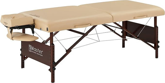 Master Massage 30" Del Ray Pro Portable Massage Table Package, Sand Color, Luxurious with 3" Thick Cushion of Foam