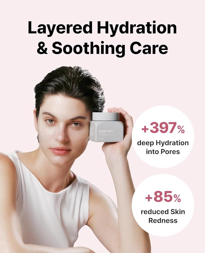 Delere Caviar Glow Dewy Cream | Hydrating Caviar Collagen Cream | Korean Hyaluronic Acid Moisturizer for Radiant Glass Skin, 1.7oz