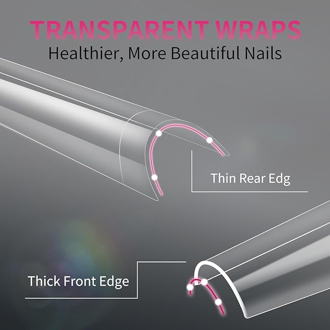 krofaue 600PCS Half Cover Coffin Nail Tips - Acrylic Nail Tips 12 Size Clear False Nails Tips with Box for Nail Salons and Home DIY (Clear)