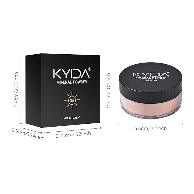 Mineral Powder Foundation, SPF 35 Natural Glow Base Foundation, Skin-improving Buildable Coverage Lightweight and Oil Control Makeup Sunscreen Powder-Fairly Medium, 0.28oz