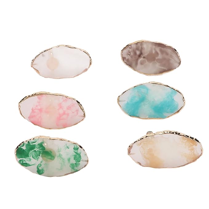 Nail Art Palette, 6pcs Wearable Soft Resin Nail Art Palette Ring, Resin Nail Art Palette Compatiable for Make-Up Beginners and Make-Up Schools