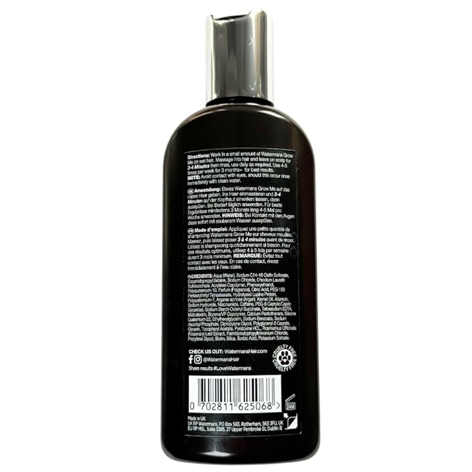 Watermans Shampoo Biotin, Rosemary, Caffeine, Niacinamide, Argan Oil for Thinning Hair, Natural Volumizing for Fine Hair, Hair Growth & Hair Loss with Nutrient-Rich Natural Ingredients 8.45 fl oz