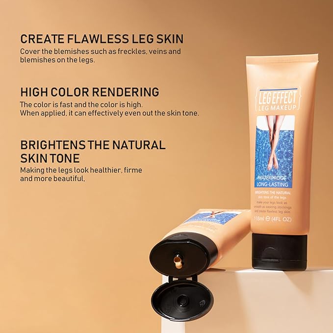 Leg Makeup Waterproof No Transfer, Leg Vein and Body Cover up Makeup for Tattoo Cover Up/Black Skin, Long Last Body Foundation 4 fl oz (Medium Golw)