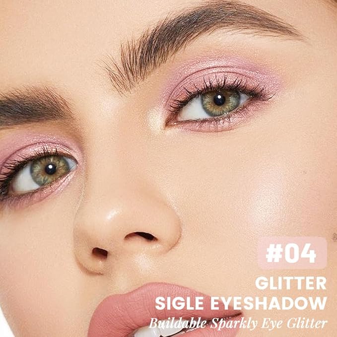 Glittle Monochrome Glittler Eyeshadow Palette - Low Saturation, Delicate, Long-Lasting, Vegan, Pressed Glitter Eyeshadow, (09 Pink)