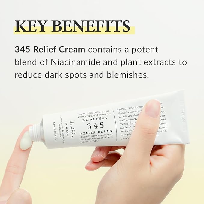 Dr.Althea 345 Relief Cream, Daily Face Moisturizer, Blemish Relief Care, Soothing Recovery & Moisture, Korean Vegan Skin Care for All Skin Types, 1.69 Fl Oz (Pack of 1)