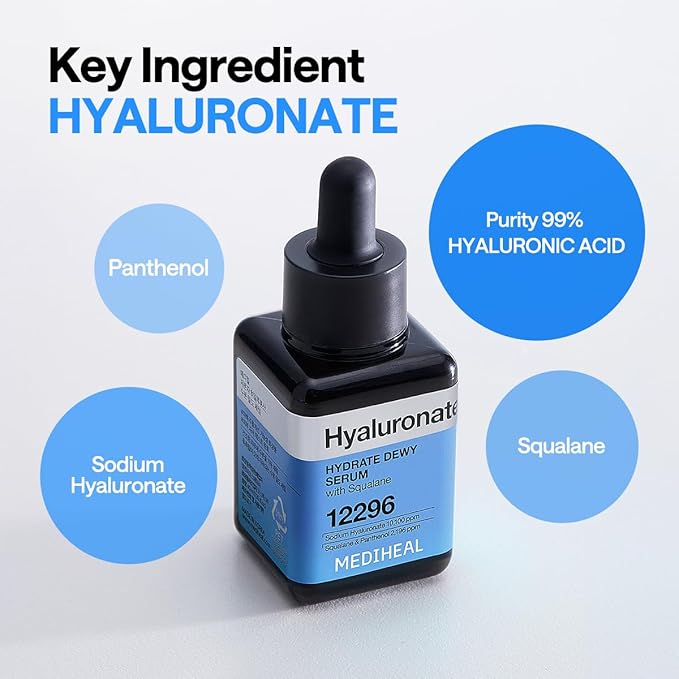 Mediheal Hyaluronate Hydrate Dewy Serum 1.35 fl.oz - Moisture Barrier Firming, Long-Lasting Hydration & Radiant Glow, Mild Korean Skin Care with Hyaluronic Acid