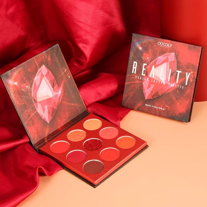 docolor Eyeshadow Palette 9Colors Red Eyeshadow Gemstone Shadow Palettes Highly Pigmented Mattes Shimmers Smokey Glitter Cream Colorful Powder Blendable Long Lasting Waterproof Makeup Palette