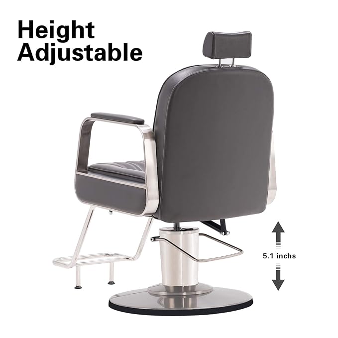BarberPub Salon Chair for Hair Stylist, All Purpose Hydraulic Barber Styling Chair, Beauty Spa Equipment 8548 (Grey)