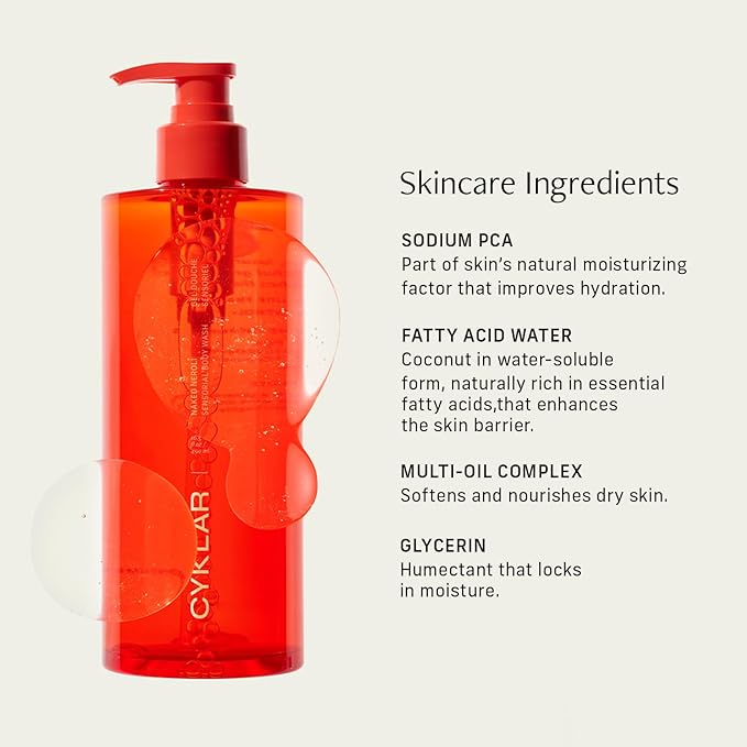 CYKLAR Sensorial Body Wash. Naked Neroli Hydrating Cleanser with Moisture Locking Multi-Oil Complex, Sodium PCA and Glycerin. Nourishing Shower Gel for Women and Men, 16.5 Fl Oz Luxury Bodywash