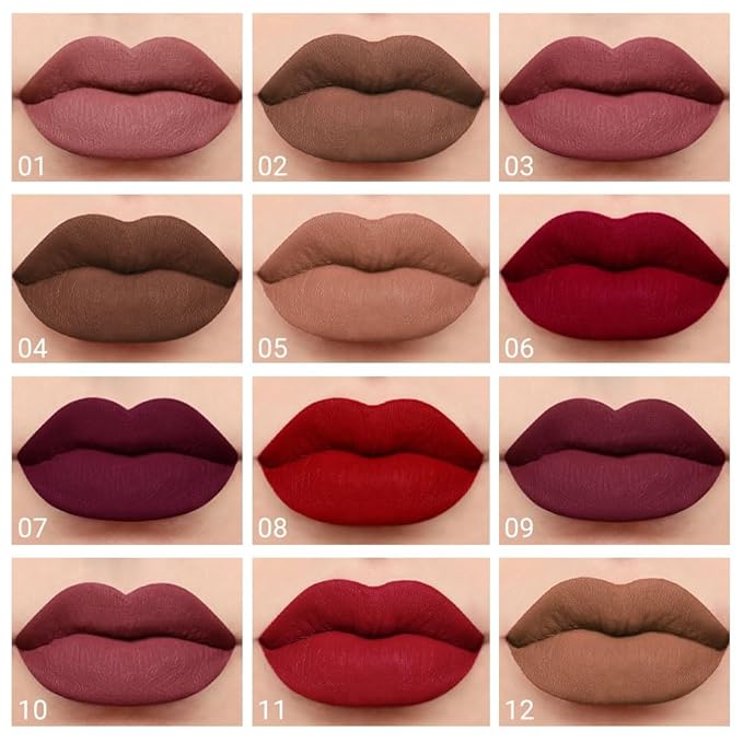 evpct 1Pcs Light Nude Brown Matte Liquid Lipstick Lip Gloss Glossy Set for Black Women 24 Hour Silky Velvet Lipstick labiales matte larga duracion mate 24 horas originales 05#