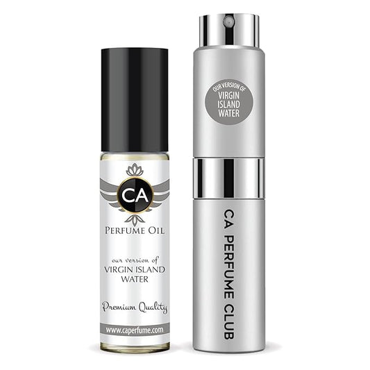 CA Perfume Duo Impression of Virgin Island Water For Women And Men Perfume Layering Set Long Lasting Travel Size EDP + Body Oil Roll-On Bottle 0.27 Fl Oz+0.33 Fl Oz