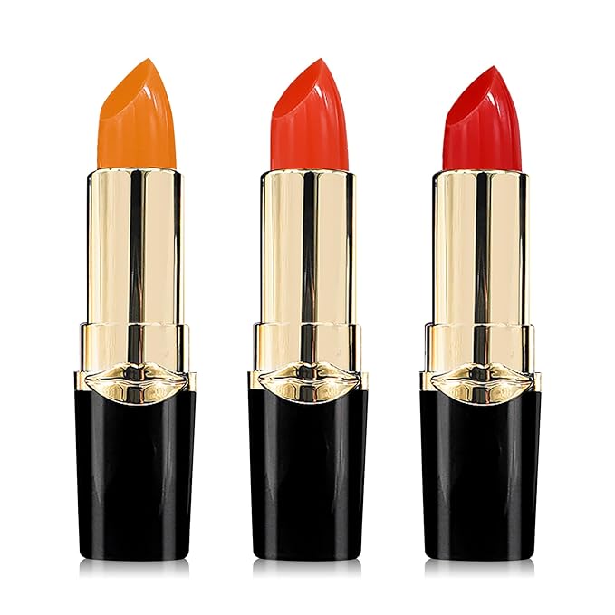 3 Pcs Temperature Color Change Lipstick,Long Lasting Nourishing Moisturizing Lipgloss,Magic Temperature Color Changing Lipstick,Lip Gloss,Waterproof Matte Lip Balm Makeup AB005