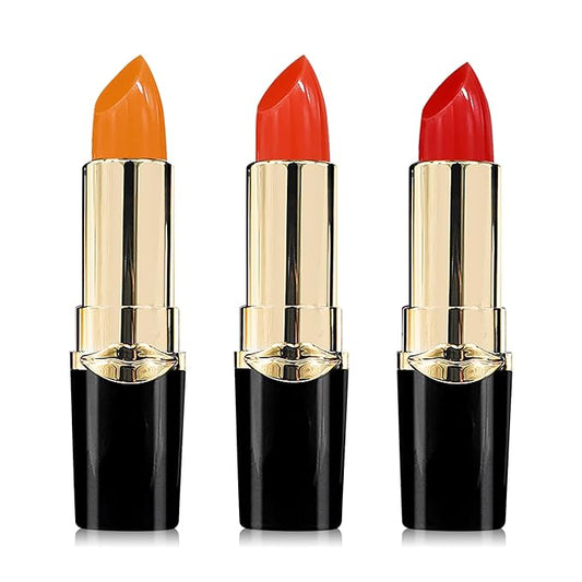 3 Pcs Temperature Color Change Lipstick,Long Lasting Nourishing Moisturizing Lipgloss,Magic Temperature Color Changing Lipstick,Lip Gloss,Waterproof Matte Lip Balm Makeup AB005