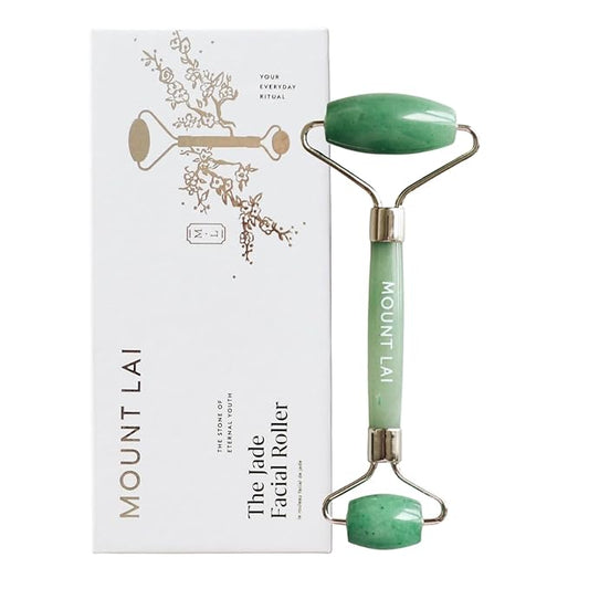 Mount Lai De-Puffing Jade Facial Roller – The Stone of Eternal Youth, Authentic Jade Face Roller for Sculpting, Soothing & Glowing Skin, Ultimate Facial Massager Tool for Self-Care Ritual