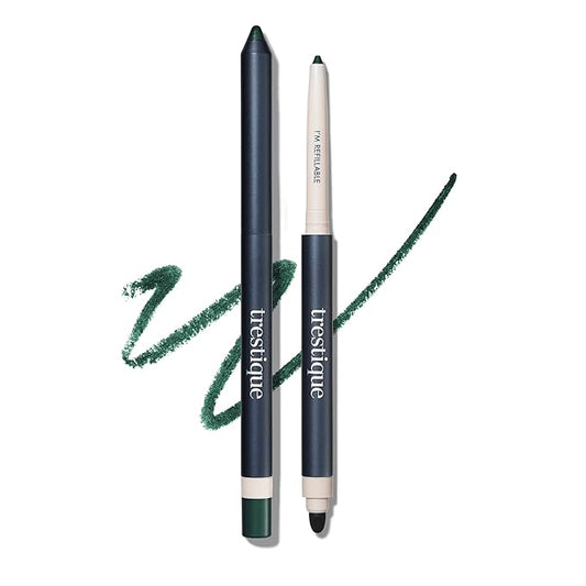 TRE'STIQUE Eyeliner, Refillable Long Lasting Eyeliner Pencil With Built-In Smudger And Sharpener, Clean Beauty Eye Pencil, Sustainable
