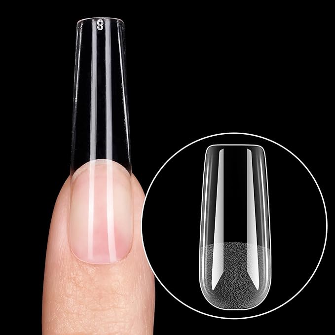 Beetles Gel Nail Tips Long Square 10 Sizes, 288Pcs Pre Shaped Half Matte Press On Nails Gelly Tips False Nails for Gel Nail DIY Art Nail Extensions Acrylic Nails Gift