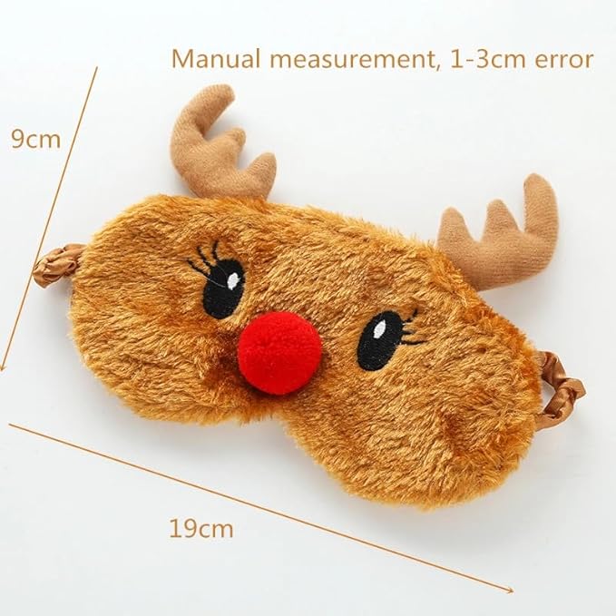 Cute Eye Mask for Sleeping Plush Cartoon Animal Sleep Plush Eye Mask Relaxation Suitable for Travel Family Party Toys for Christmas Elk Deer