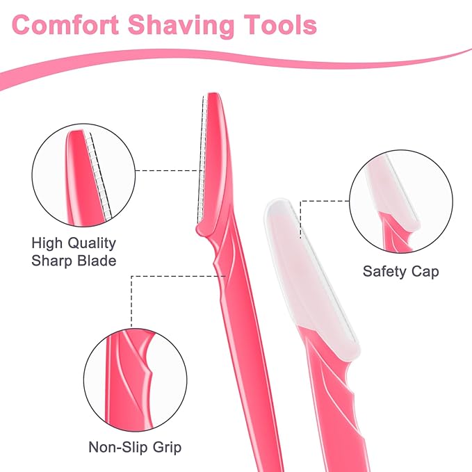 NICEMOVIC 66 Pcs Dermaplane Razor for Women Face, Eyebrow Razors and Face Razors for Women and Men, Multipurpose Facial and Eyebrow Hair Trimmer and Shaver with Precision Cover (3 Colors)