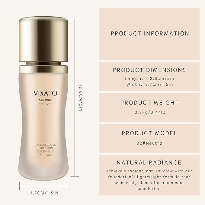 Foundation Concealer, 2025 New Full Coverage Moisturizer Liquid Age-Defying Foundations, Hydration Natural Finish & Long Wea for All Skin Types (Bright, One SIze)