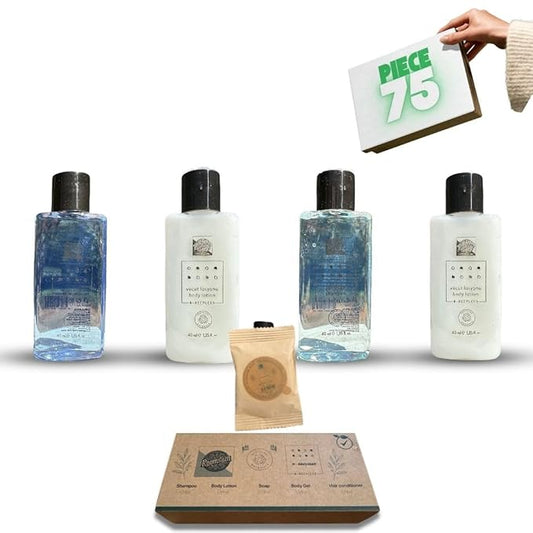 75-Piece Guest Amenities Set – 15 Individually Boxed Kits with Shampoo, Body Wash, Conditioner, Lotion & Soap – Travel-Size Toiletries for Hotels, Rentals & Guest Use – Recyclable Packaging