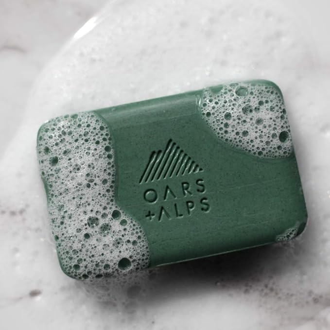 Oars + Alps Peppermint Charcoal Exfoliating Men's Bar Soap, Dermatologist Tested and Made with Clean Ingredients, Travel Size, 3 Pack, 6 Oz Each