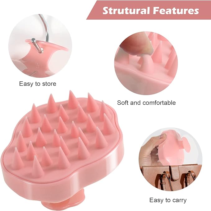 URTHEONE Hair Scalp Massager Shampoo Brush,Soft Silicone Hair Brush for Wet Dry Oily Curly Straight Thick Thin Rough Long Short Natural Men Women Kids Pets Hair Care Tools(Salmon Pink)