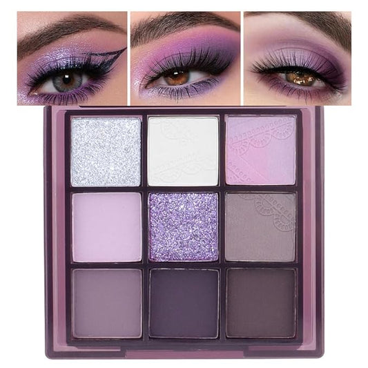 Purple Pink Eyeshadow Eye Shadow Palette Makeup,Violet Lavender Eyeshadow Palette Make Up Highly Pigmented Waterproof Mauve Bright Purple Pink Sparkling Eye Shadow, Long Lasting
