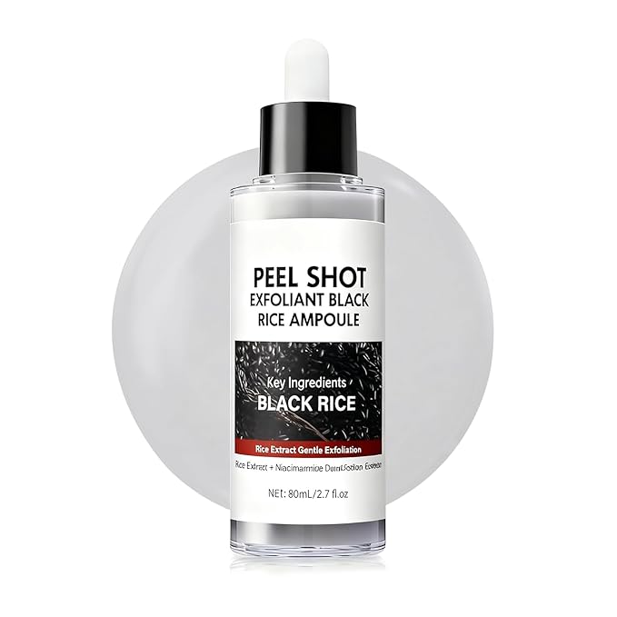 Black Rice Peel Shot Glow Ampoule, Black Rice Peeling Ampoule Exfoliant for Face Body, Pore Minimizing & Deeply Soothing Hydration, for All Skin Types, 80ml/2.7 oz