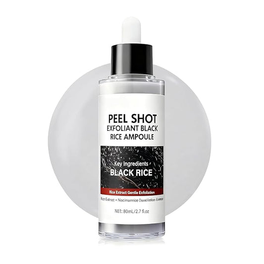 Black Rice Peel Shot Glow Ampoule, Black Rice Peeling Ampoule Exfoliant for Face Body, Pore Minimizing & Deeply Soothing Hydration, for All Skin Types, 80ml/2.7 oz