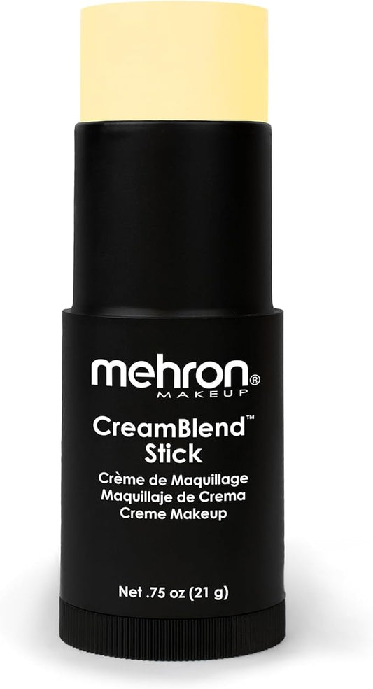 Mehron Makeup CreamBlend Stick | Face Paint, Body Paint, & Foundation Cream Makeup | Perfect for Halloween .75 oz (21 g) (Pastel Yellow)