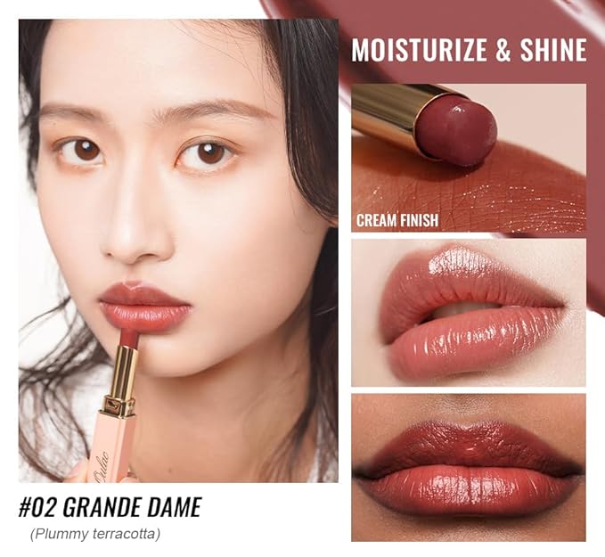 Oulac Moisturizing Shine Lipstick For Women Christmas Set 3PCS, 2 in 1 Tinted Lip Balm for Winter, Hydrated Juicy and Glossy Lip Color for Dry, Cracked and Chapped Lips, Vegan 02+03+17