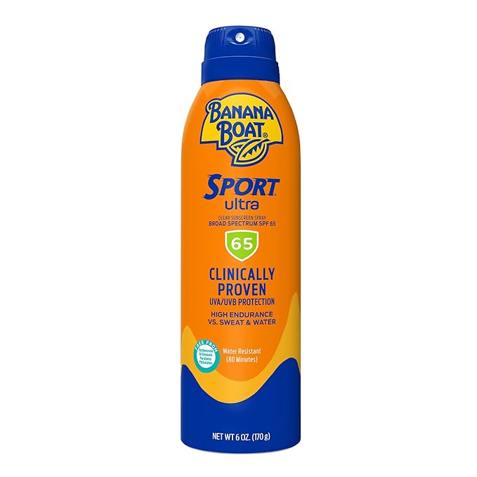 Banana Boat Sport Ultra SPF 65 Sunscreen Spray, 6oz | Spray Sunscreen SPF 65, Oxybenzone-Free, Water Resistant, 6oz