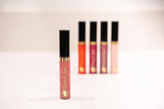 Essence Of Argan Pink Bronze Lip Gloss with Moroccan Argan Oil to Moisturize and Plump your Lips – Lip Care to Eliminate Dryness - Pink Bronze Glossy Finish 0.25oz
