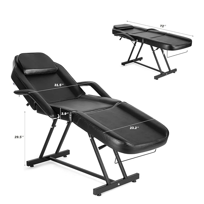 Artist hand Massage Table Adjustable Massage Bed with Barber Stool Spa Bed Salon Massage Equipment Barber Chair Salon Chair Black