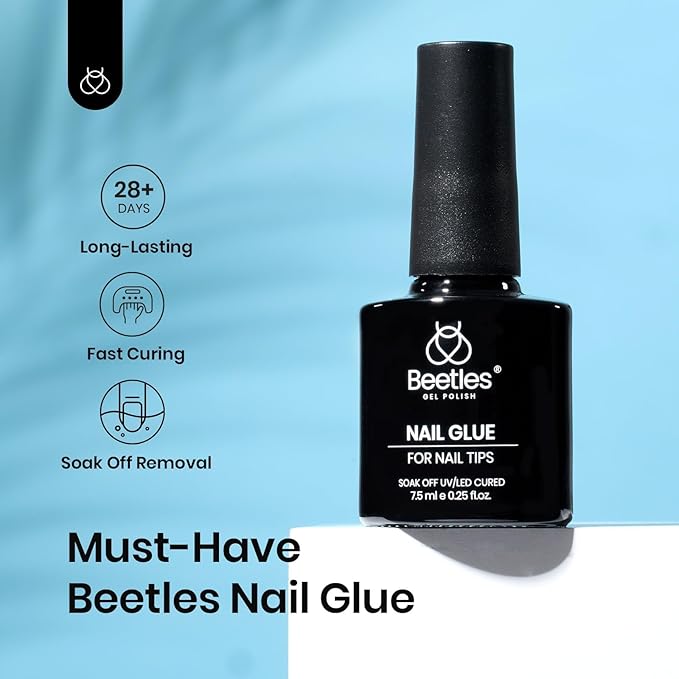 beetles Gel Polish 9 in 1 Gel Nail Glue for Clear Acrylic Nails Tips, Long Lasting Super Strong Brush Nail Glue for Fake Nails, Base Blooming Nail Gel, New Safe Formula, U V Light Cure