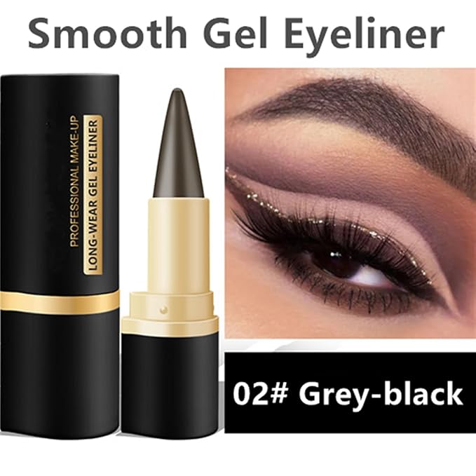 Go Ho Grey-black Gel Eyeliner Stick,Gel Eyeliner Pencil Crayon,Creamy Smooth Dark Grey Eye-liner Pen Eyeliner Makeup Eyeshadow Lips for Women(Gray)