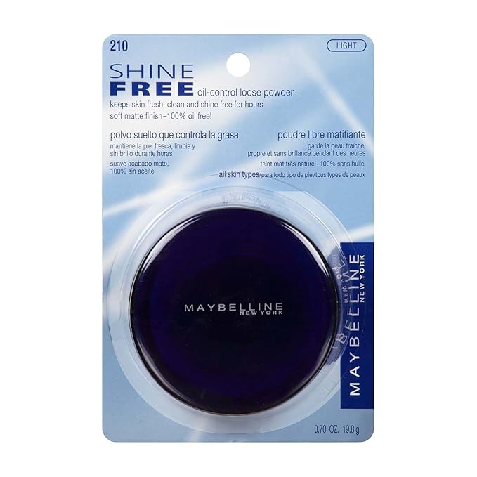 Maybelline New York Shine Free Oil Control Loose Powder, Light [210] 0.7 oz (Pack of 2)