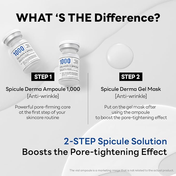 Mediheal Collagen Spicule 1000ppm Intensive Serum – Micro Needle Serum for Pore Care, Soothing & Skin Texture Improvement, 2-Step,Collagen Spicule Ampoule and Gel Mask Set,Skin Booster,4pcs