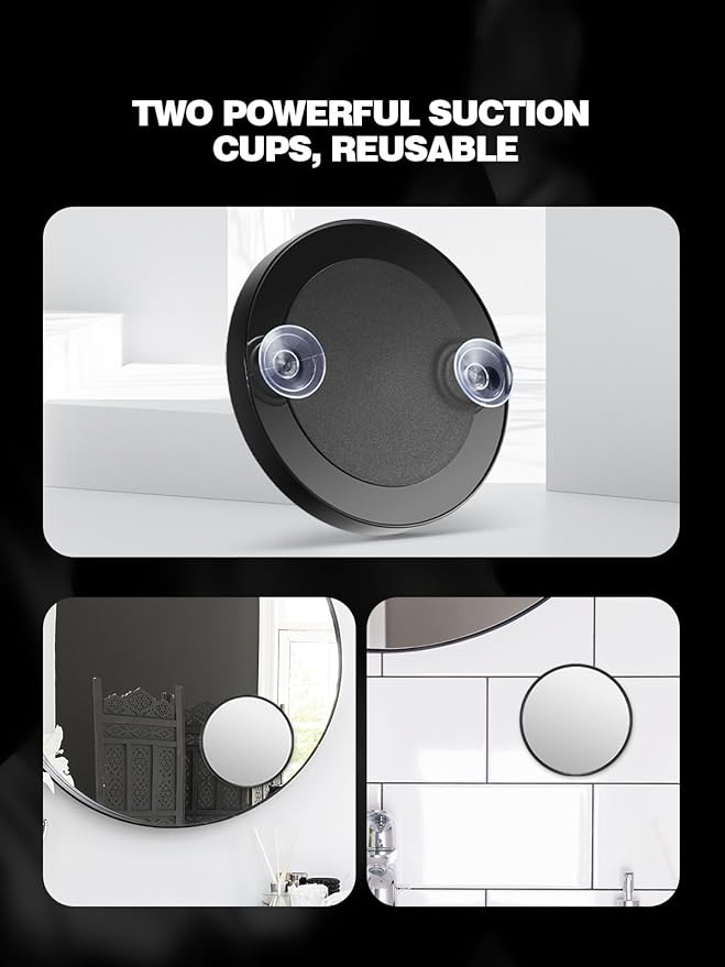 20X Magnifying Mirror with Suction Cups and Tweezers Set, 3.5 inches Magnified Makeup Mirror, Black, 1PC