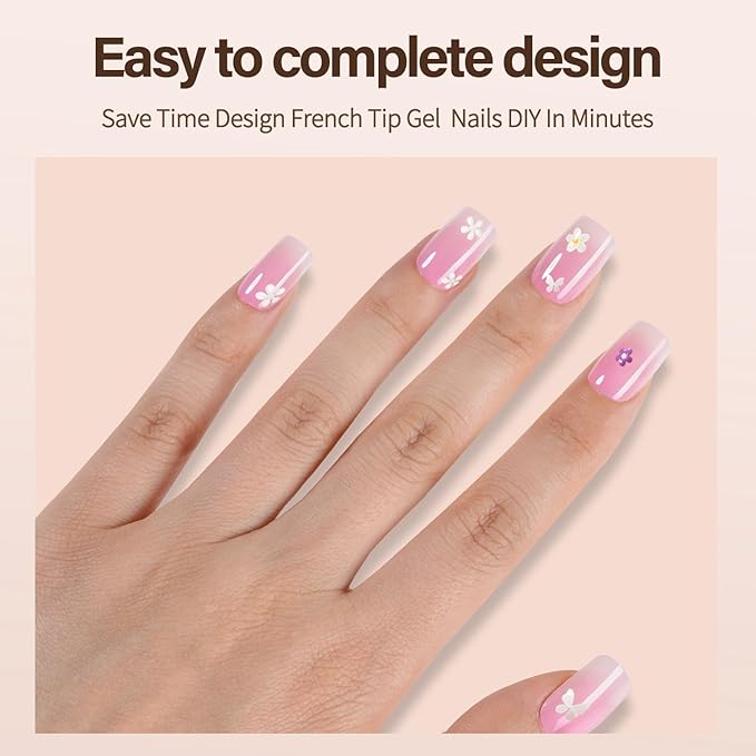 Vansiho 150 Pcs Ombre Gel Nail Tips, Short Square Press on Nails, Soft Gel Nails False Nail, Acrylic Fake Nails for Nail Art DIY - 15 Sizes