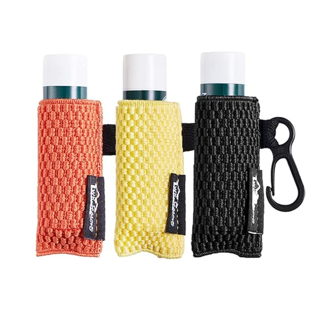 WKieason Lip Balm Holder Sleeve with Keychain Lipstick Sleeve Holder Tight-knit Elastic Holder (Black/Orange/Yellow)