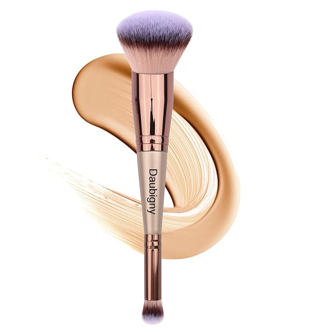 Daubigny Makeup Brushes Dual-ended Foundation Brush Concealer Brush Perfect for Any Look Premium Luxe Hair Rounded Taperd Flawless Brush Ideal for Liquid, Cream, Powder,Blending, Buffing,Concealer