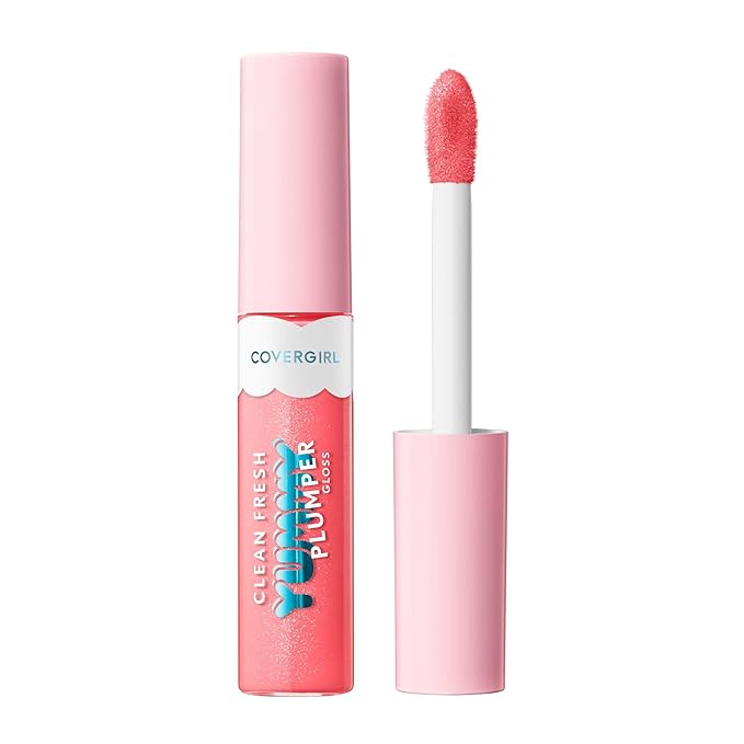 COVERGIRL Clean Fresh Yummy Plumper Lip Gloss, 840 Be Chill My Heart, Shiny, Vegan Formula, Easy to Apply, Minty Flavor, 0.33oz