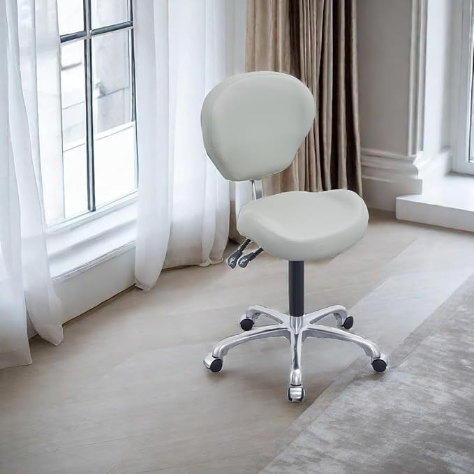 Height Adjustable Rolling Stools Drafting Chair with Backrest,Work from Home,Studio,Dental,Office Work at a Desk,Salon,Art Studio, Tattoo,Garage, Kitchen, Counter, (Grey)